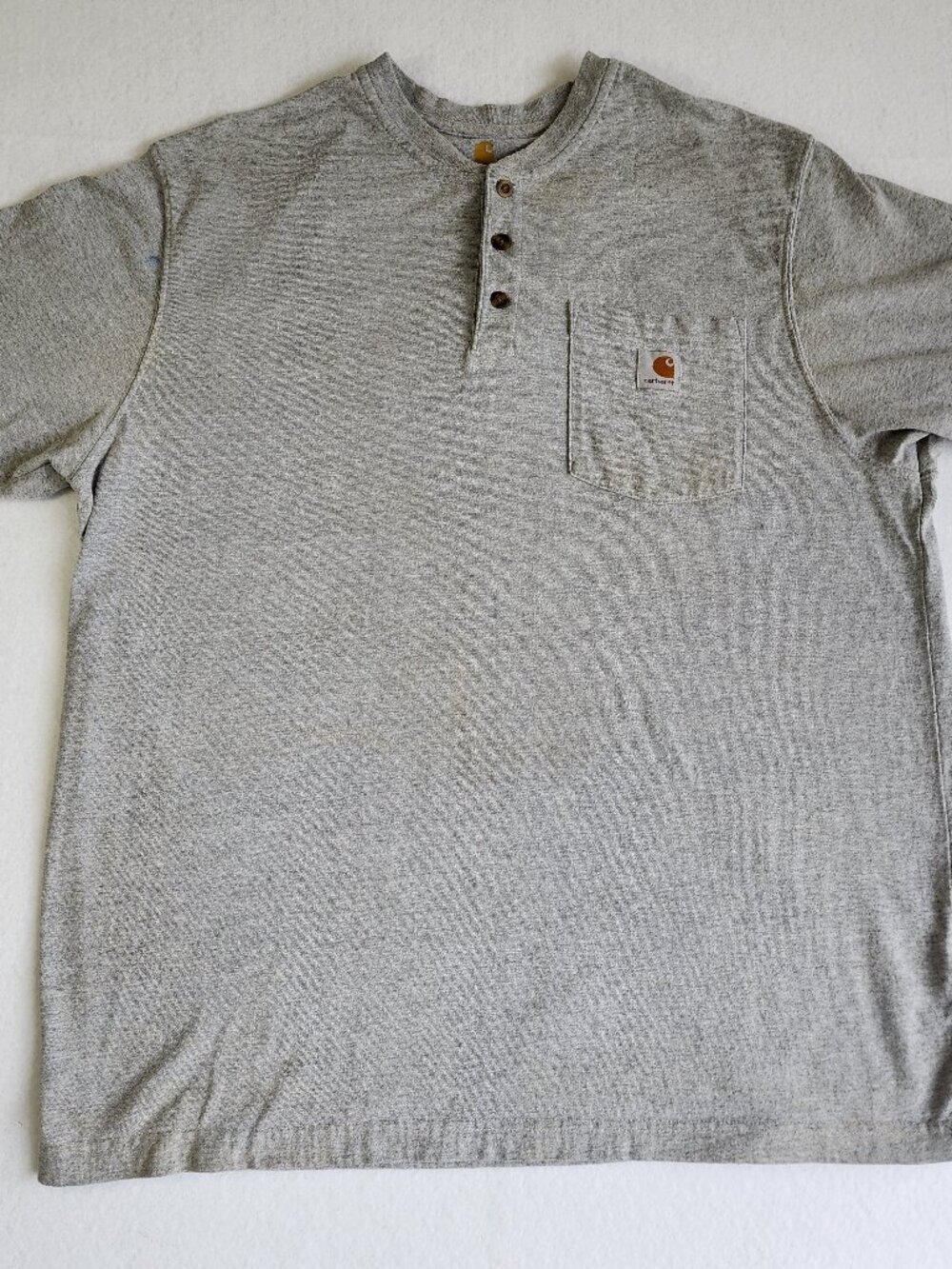 Carhartt Original Fit K84 Henley Short Sleeve Pocket T-Shirt Gray Large ( FLAW)
